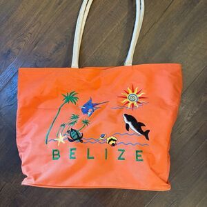 Belize Embroidered Tote Bag | Beach Travel Cruise Excursion Bag